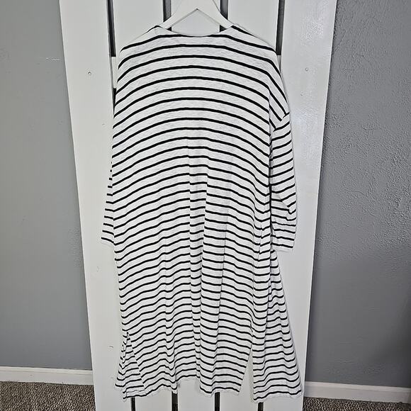 J. Jill Open Front Duster Cardigan Womens 2X Blue White Striped Coastal Sailor - Picture 3 of 11
